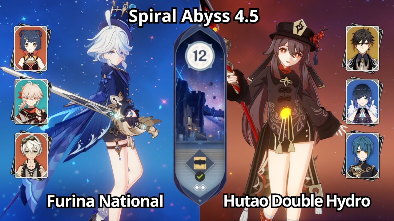 C0 Furina National & C0 Hutao Double Hydro - Spiral Abyss 4.5 Floor 12 Genshin Impact