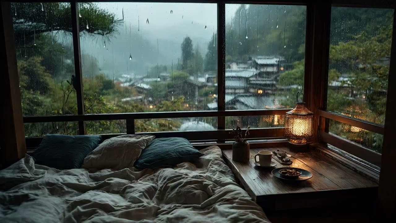 Cozy Bedroom Ambience with Gentle Rain for Stress Relief and Calm Therapy Mood Therapy 🌧️