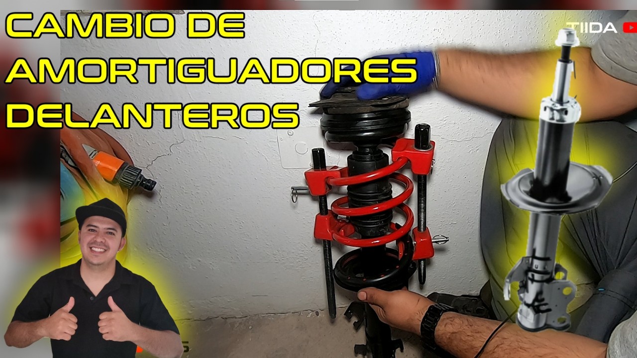 Cambio de amortiguadores delanteros de tiida nissan (Engrasar balero y pintura resorte)