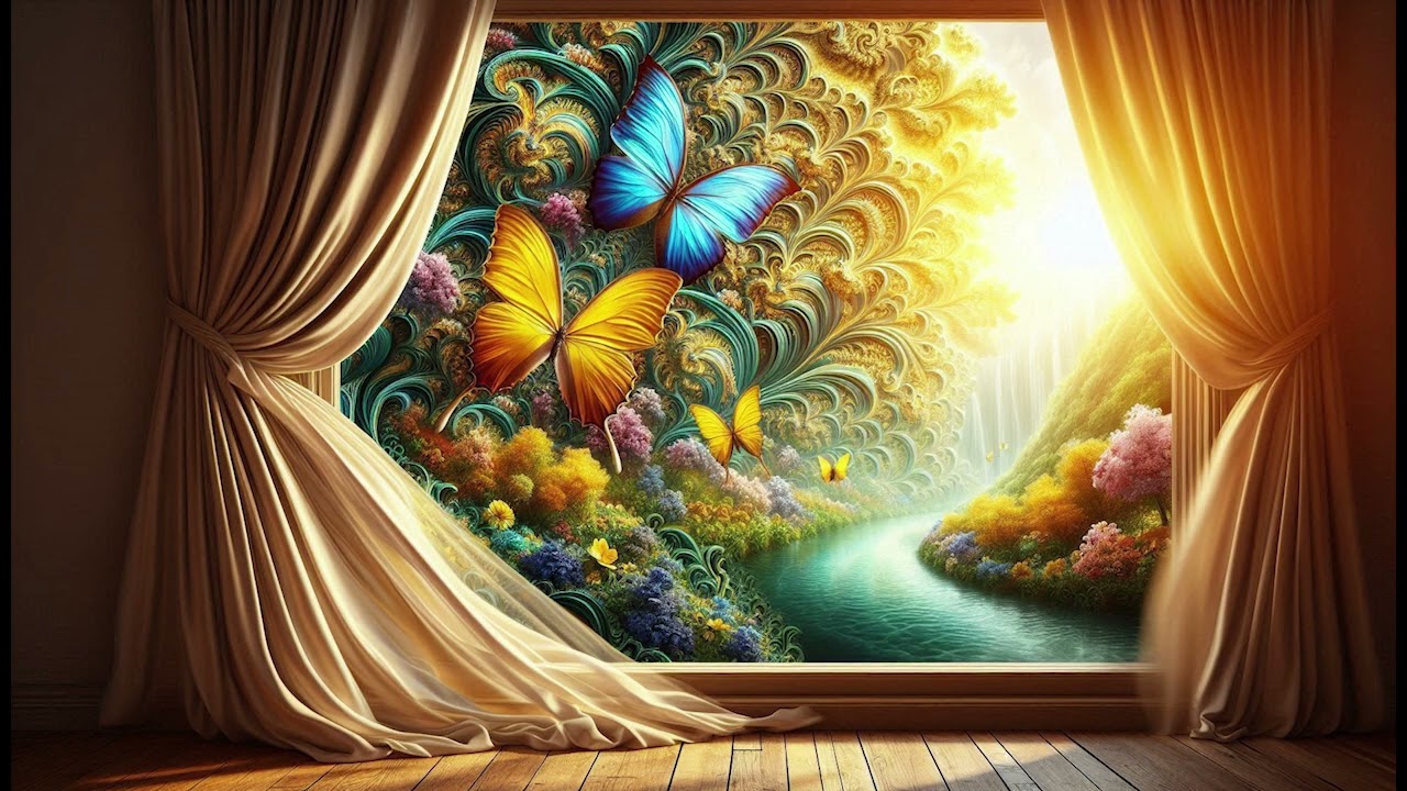 Window with Butterfly Fractal Wallpaper Background ( No Sound )