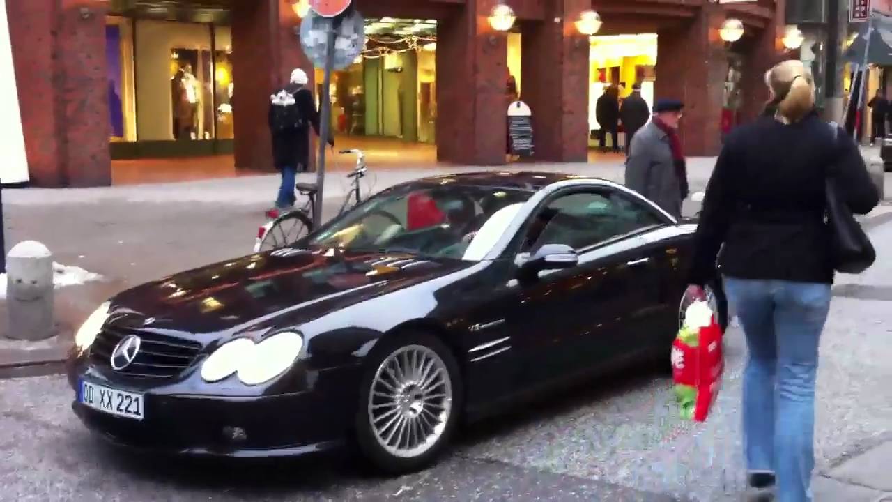 MUST SEE very LOUD Mercedes SL55 AMG with custom exhaust take off in Hamburg