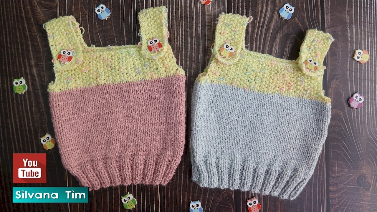 👶 CHALECO de BEBÉ con BOTONES | Tejido fácil a dos agujas | Talles 3-6-9 meses | Tutorial 880 🧶✨