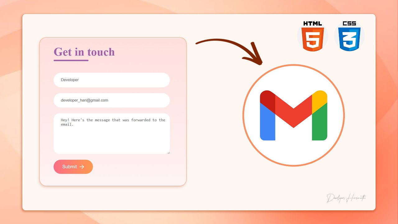 How To Create a Fully Working Contact Form Using HTML & CSS | Get Submissions via Email