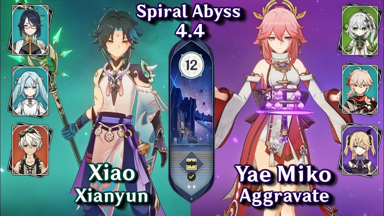 C1 Xiao Xianyun Hyper & C0 Yae Aggravate | Spiral Abyss 4.4 - Floor 12 9 Stars | Genshin Impact