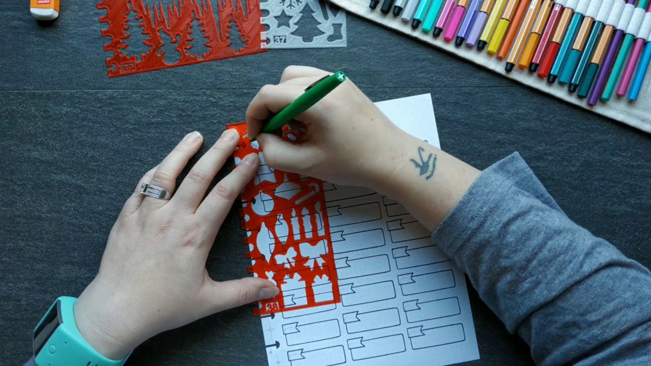 Bullet Journal Christmas Movie List | Plan With StudioB16 | Planner Stencils