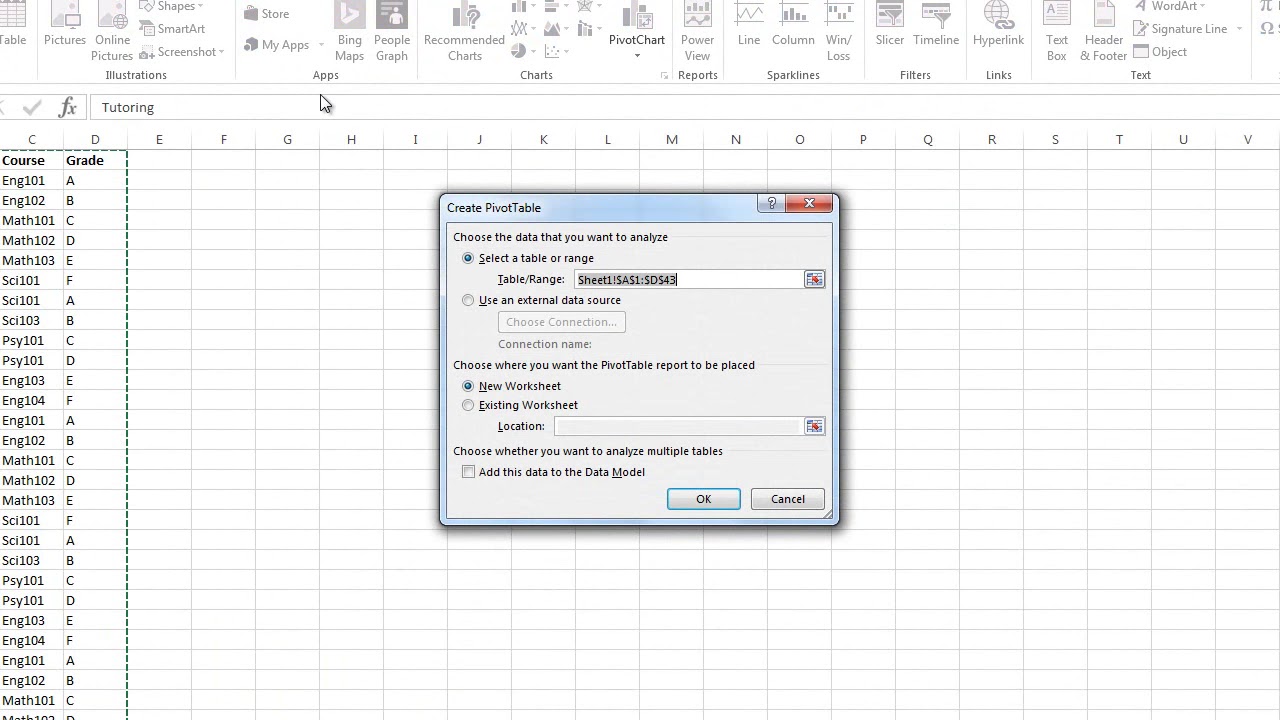 pivot table