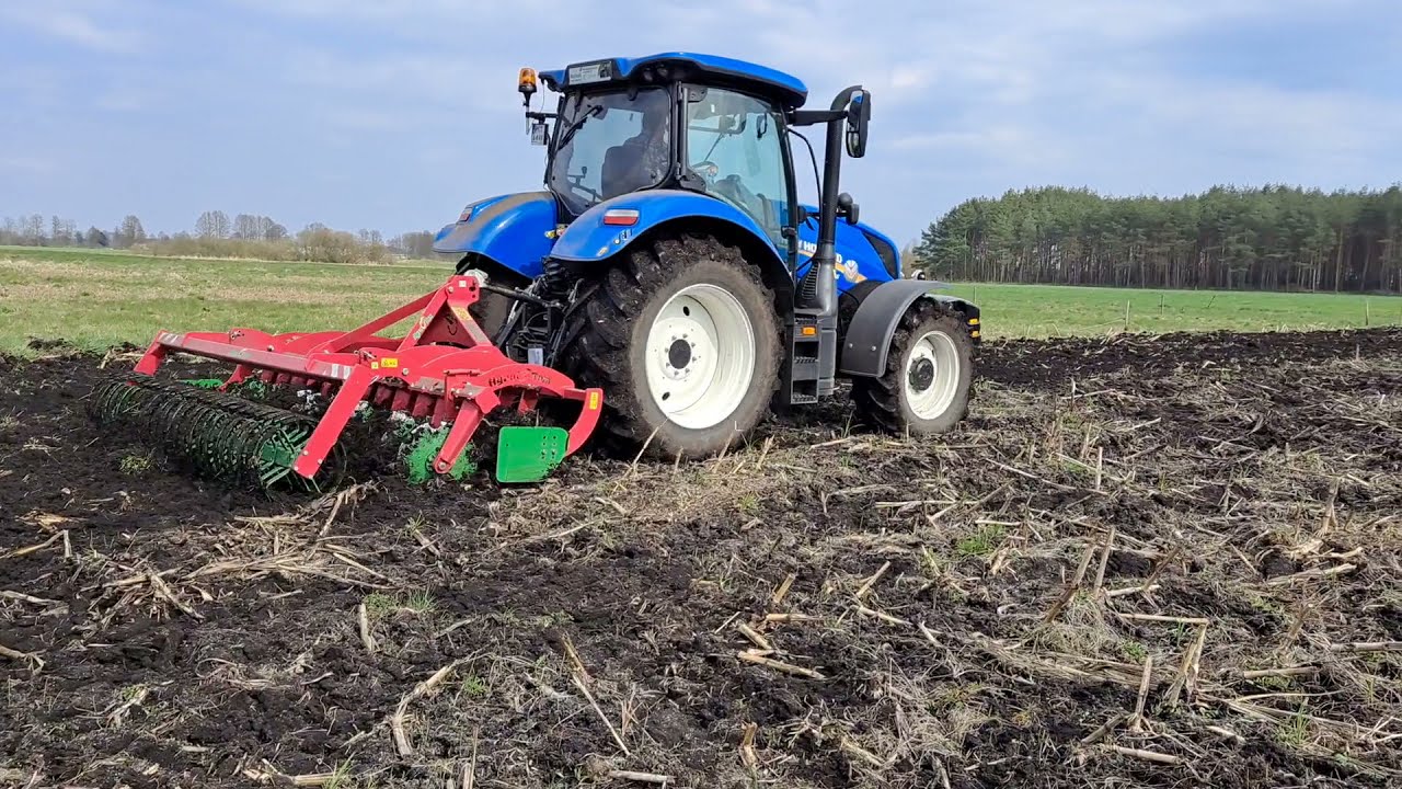 Talerzowanie w trudnych warunkach! New holland t6 125s