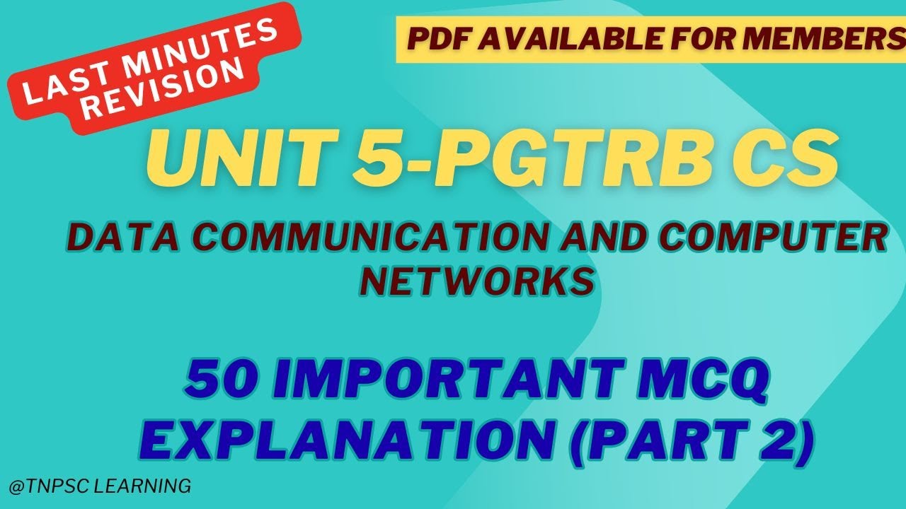 Data Communication and Computer Network Revision 50 most important MCQ(Part 2) #unit5 #pgtrbcs