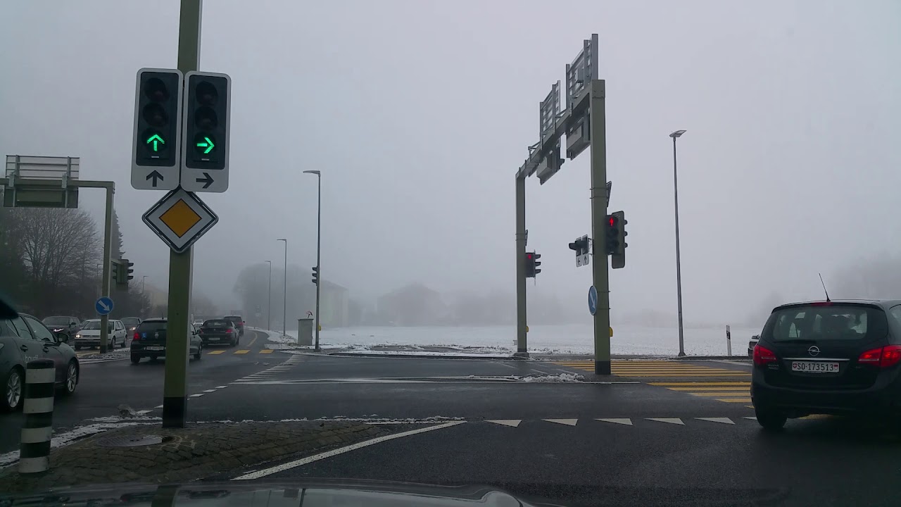 Driving in Switzerland, from Jegenstorf to Central Bern 02/02/19 11•15