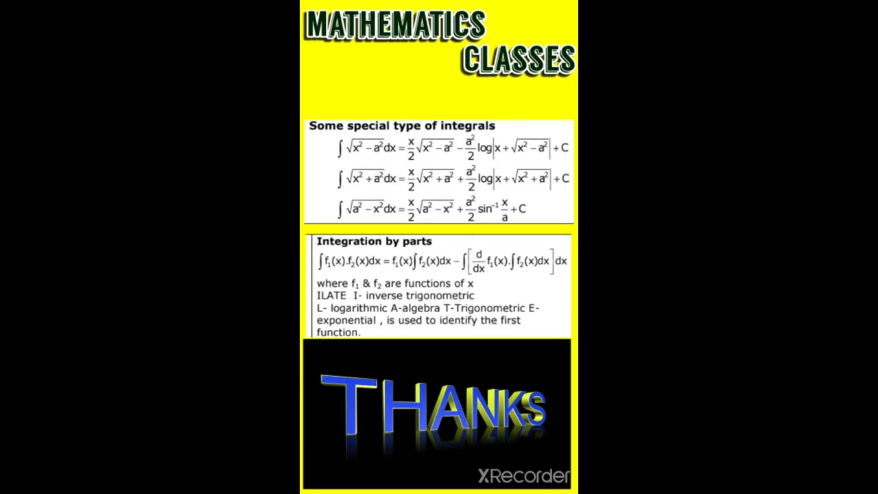 Integration formulas for-jee/12th
