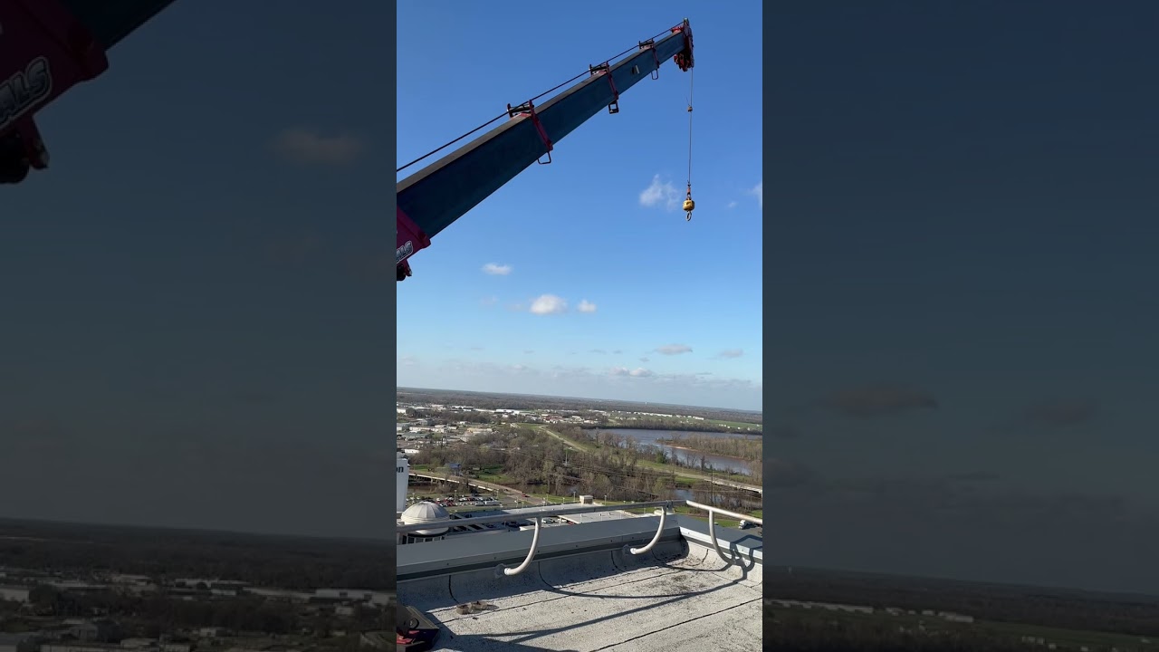 Another day of commercial roofing. Spyder crane roof load