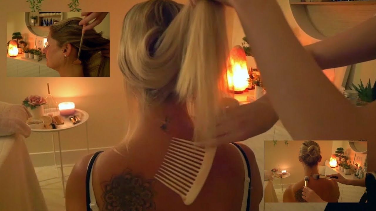 ASMR Extremely Tingly Hair Play & Brushing my Friends Hair with Neck & Shoulder Massage |Soft Spoken