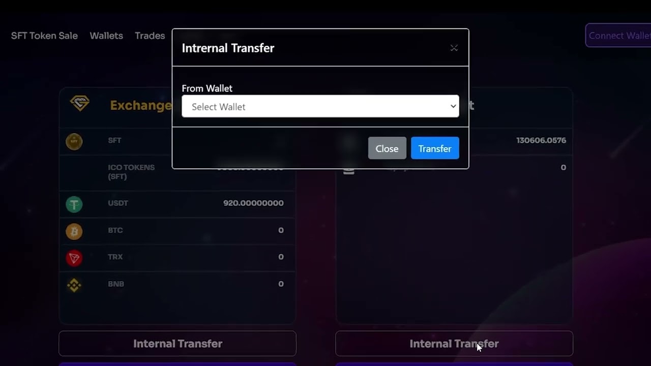 How to internal wallet transfers on Safest Exchange