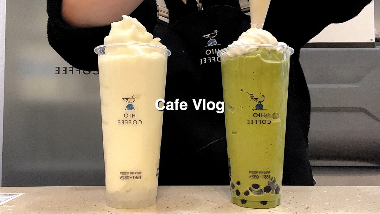 [ENG] 🤍🥥플레인요거트스무디젤리추가,녹차프라페펄추가🧋💚 | CAFEVLOG | ASMR | 음료제조 | 카페브이로그 | 하이오커피
