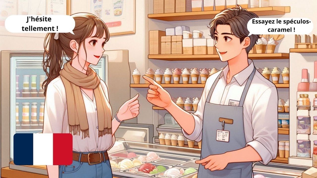 10 Easy French Conversations | At the Ice Cream Shop in Summer (A1-A2)