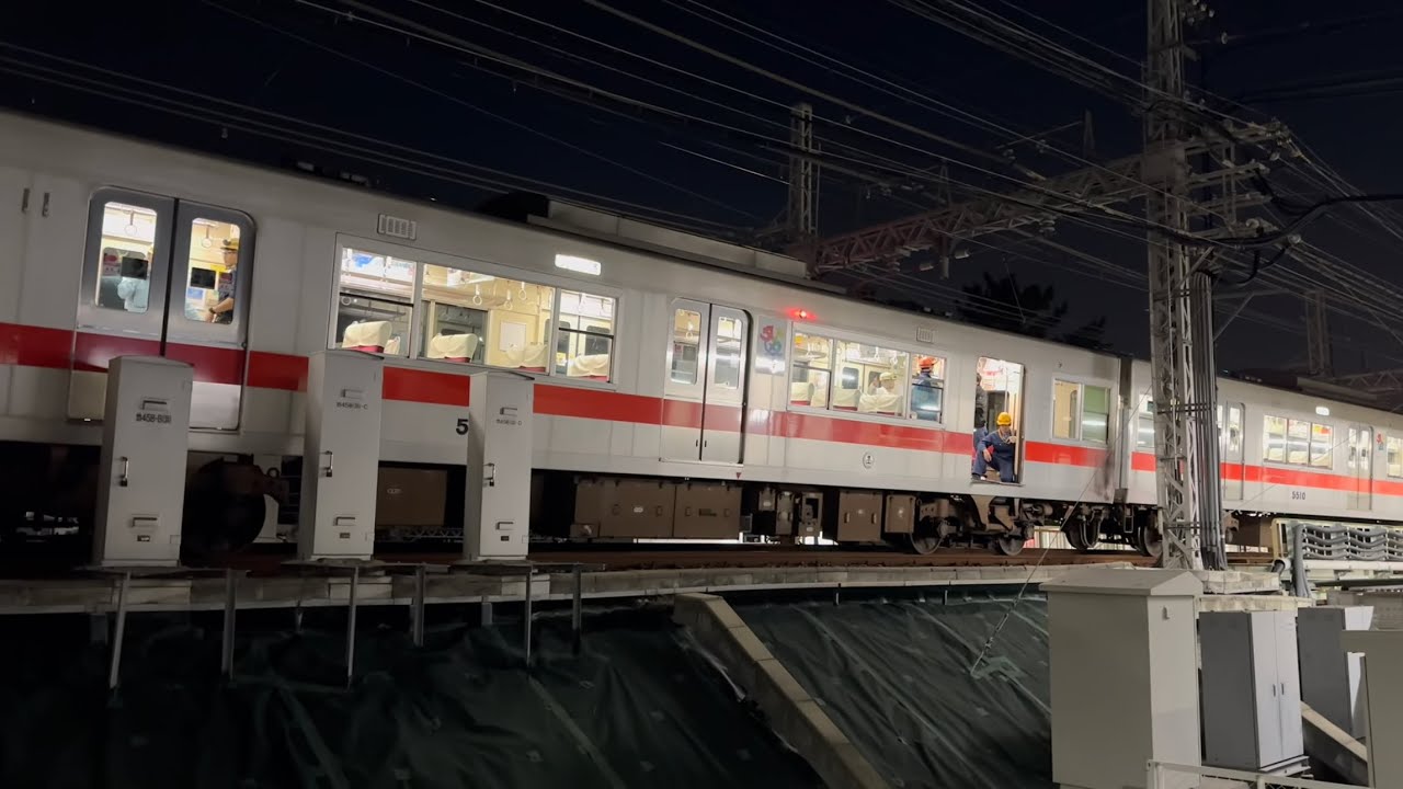 【阪神電車】11月7日17時53分頃、武庫川駅で山陽姫路行直通特急と電動車椅子の男性が接触する人身事故が発生。車椅子のバッテリーが発火。山陽5000系5014F（4K HDR 60fps）