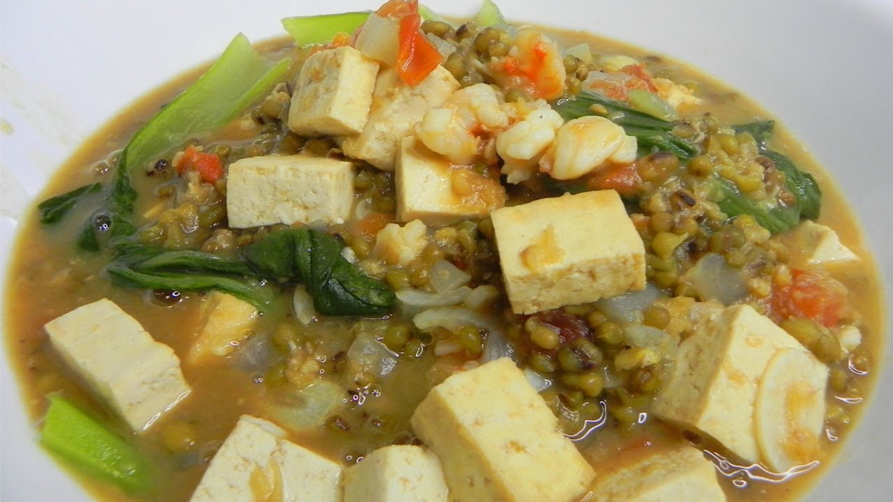 Ginisang Munggo Recipe with Tofu and Shrimp | Creamy and Savory Monggo (Mung Bean Stew)