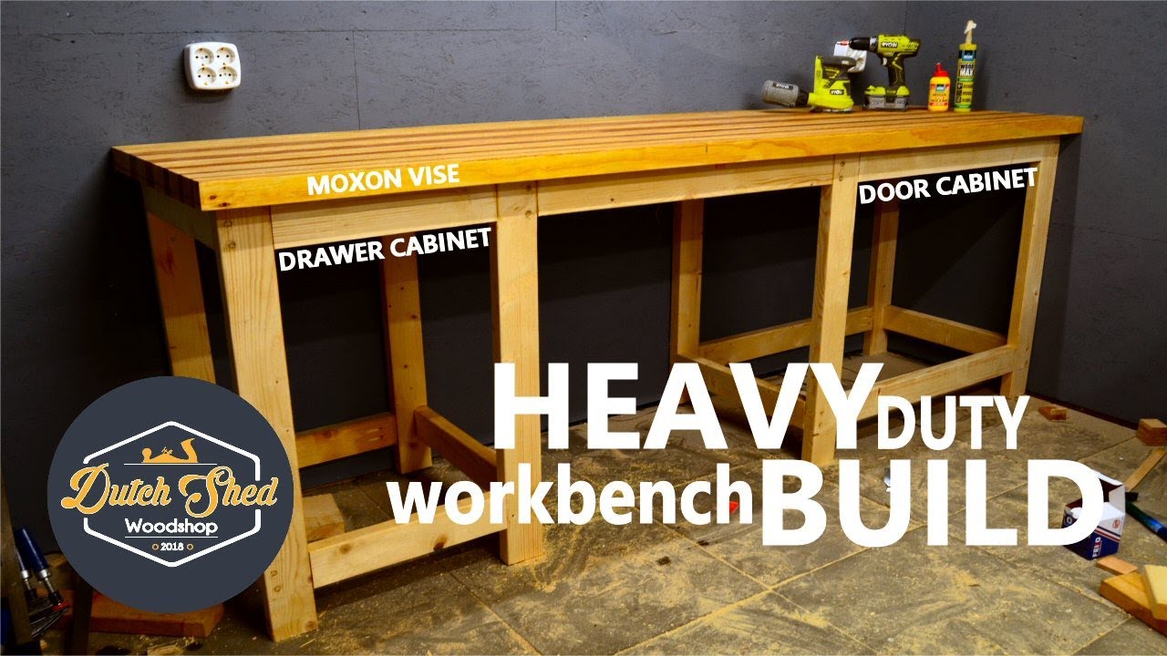 HEAVY DUTY WORKBENCH BUILD | 2x4's and plywood strips | DIY |