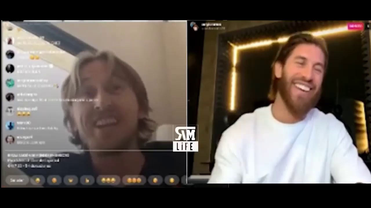 Sergio Ramos flirting with Luka Modric who helps his wife in the kitchen
