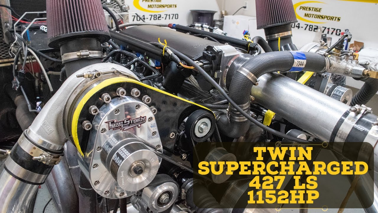 Tracy's Twin TorqStorm Supercharged 427LS Pulling 1152HP on the Dyno at Prestige