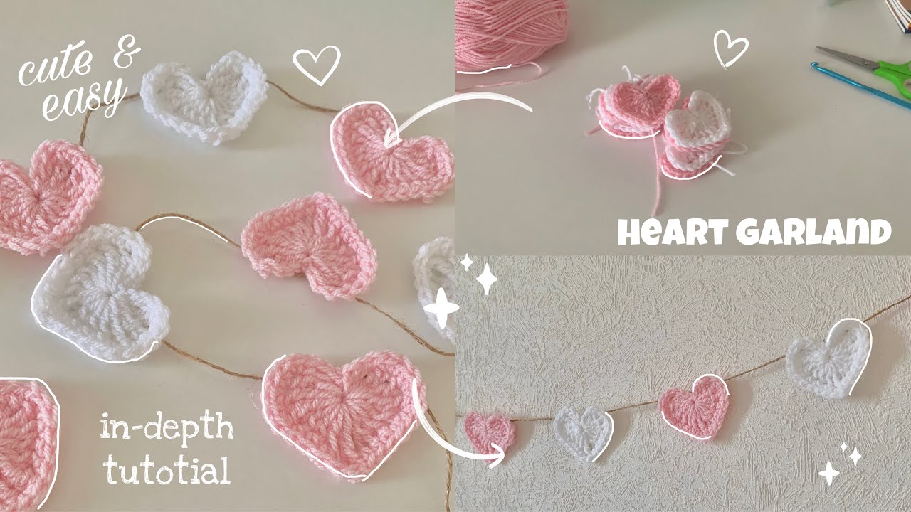 Crochet AESTHETIC heart garland (beginner-friendly)