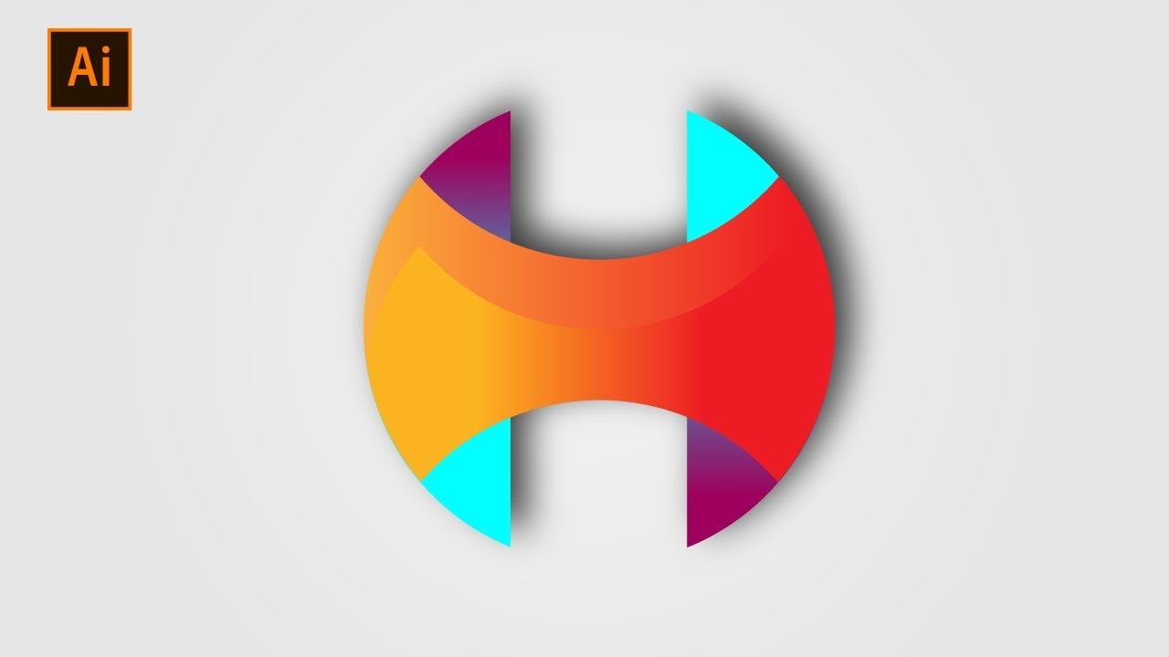 How To Create Professional H Logo Design in illustrator tutorial