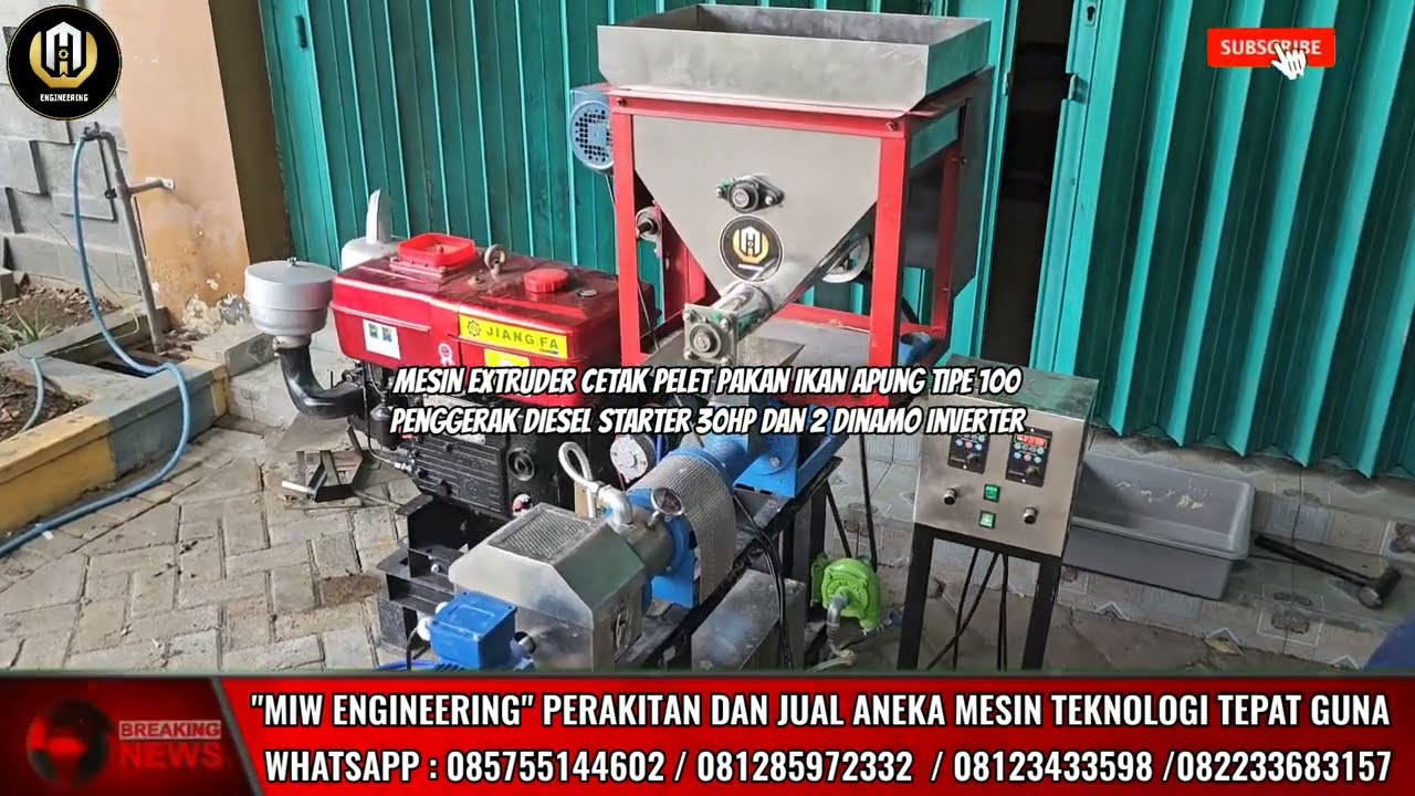 Kapasitas Besar..!!! Mesin Extruder Cetak Pelet Pakan Ikan Apung 100kg/Jam Murah Kediri Gorontalo