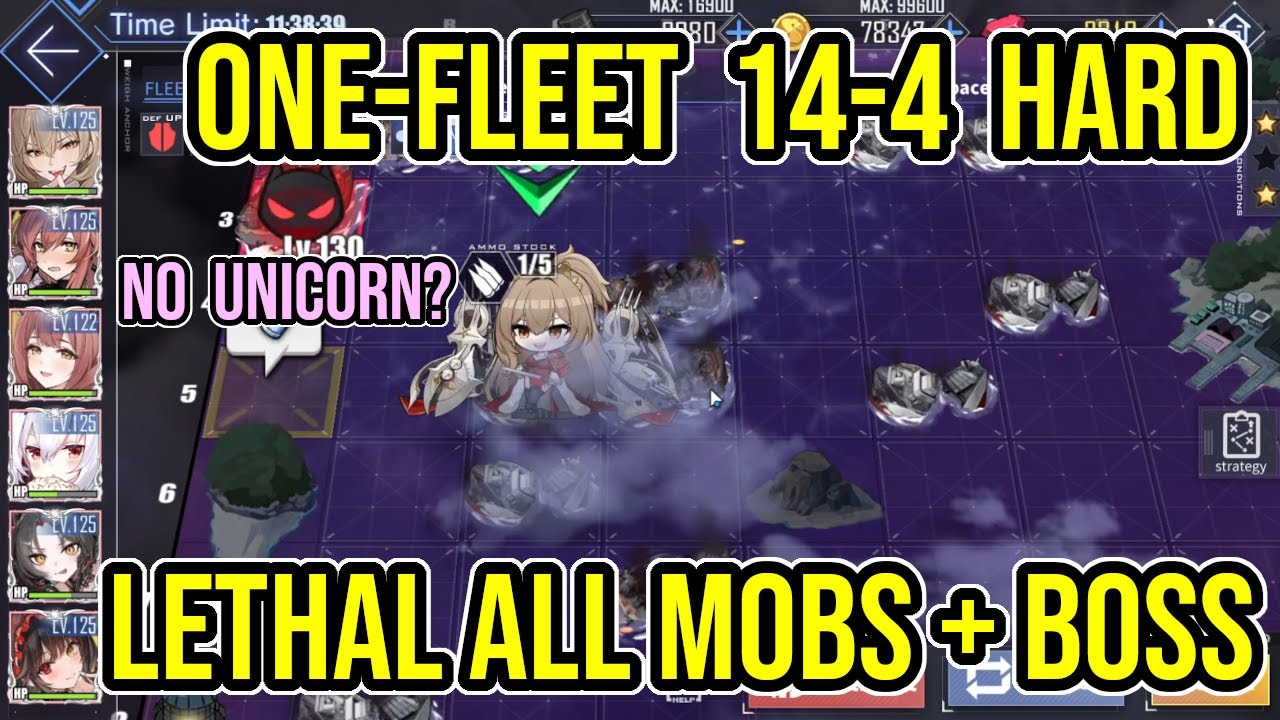 One-Fleet Hard 14-4 ALL Mobs and Boss, Lethal Auto - Azur Lane
