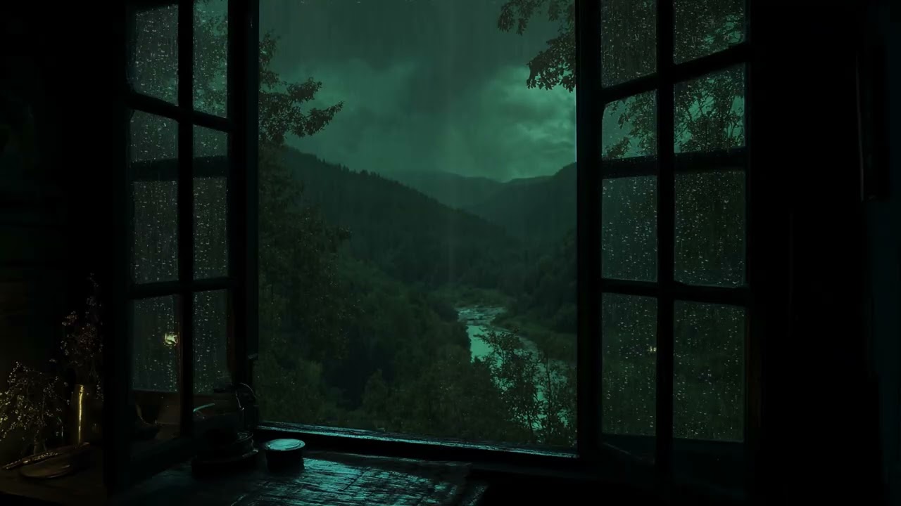 Gentle Rain Outside in the Window Bedroom | Warm Cozy, Ambience for Deep Sleep