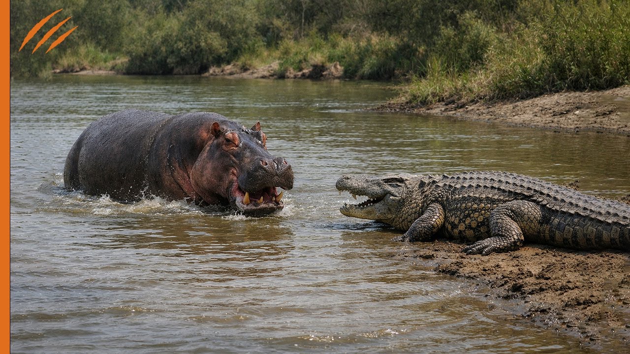 Seht, was passiert, als das Nilpferd das Krokodil angriff!!!