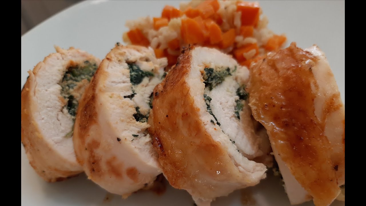 Peito de frango recheado com ricota e espinafre
