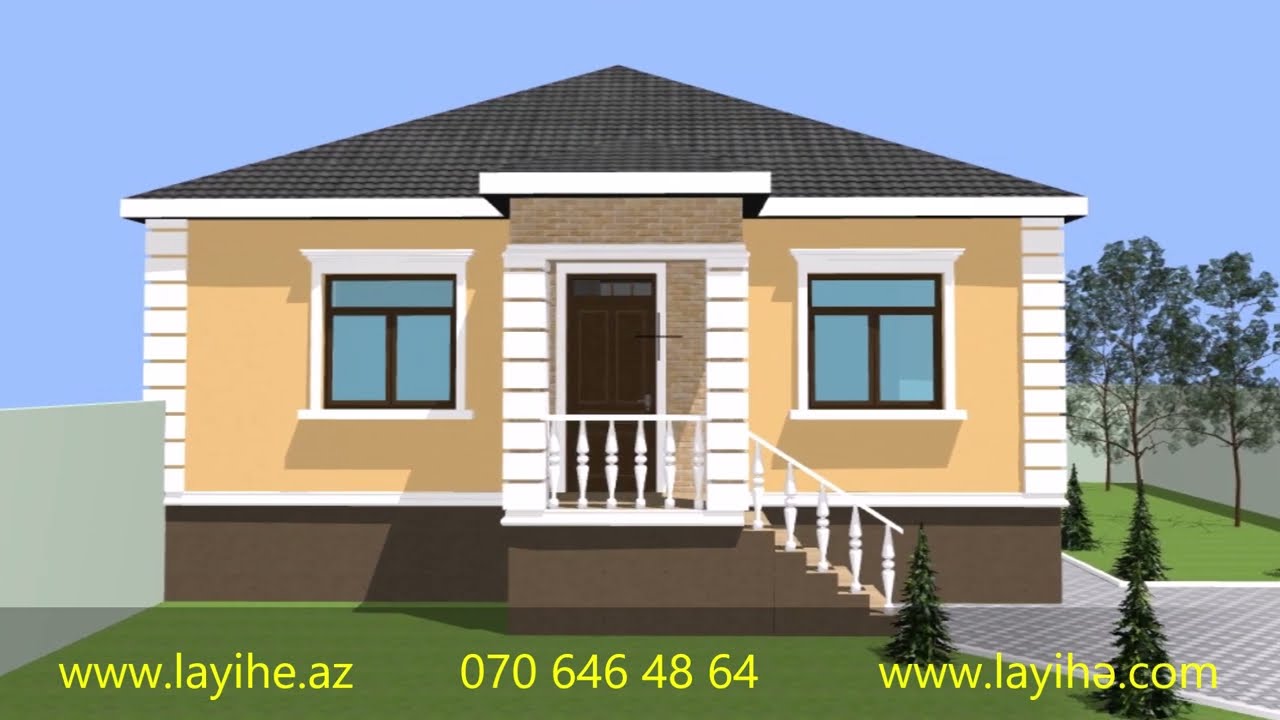 1 mərtəbəli sadə ev layihəsi. @layihe #tikinti #dizayn #ev #home  www.layihe.az - 070 646 48 64