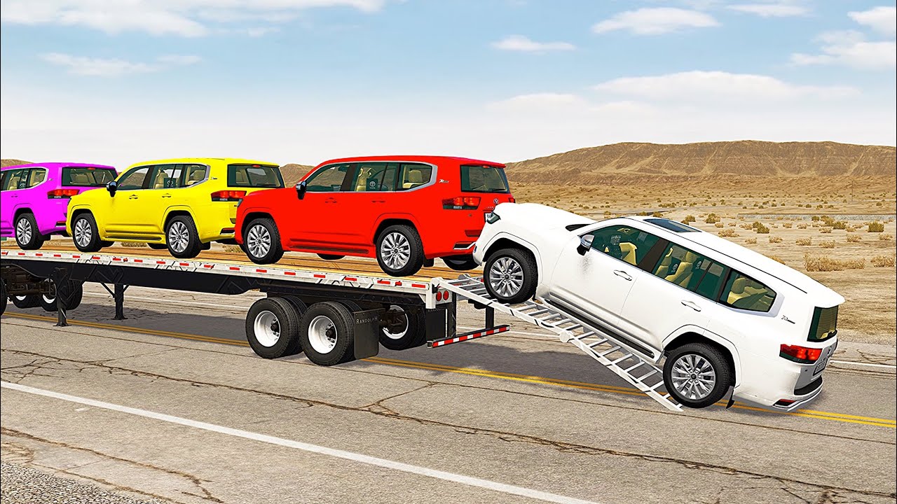 Flatbed Truck Mcqueen  | Transportation with Truck - Pothole vs Car #551 - BeamNG.Drive