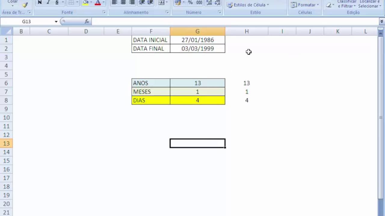 Calcular Anos  Meses e Dias entre Datas em Planilha Excel VBA