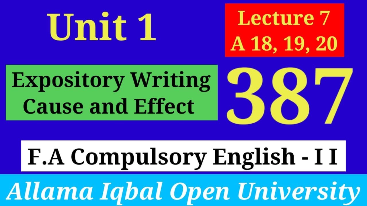 Expository Writing(Cause and Effect) Unit C(Lecture 7)Section A(A18,19,20) AIOU F.A English-II (387)