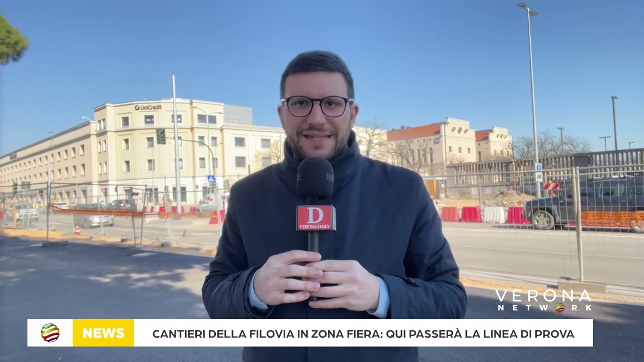 Cantieri della filovia in zona Fiera a Verona: qui passerà la linea di prova