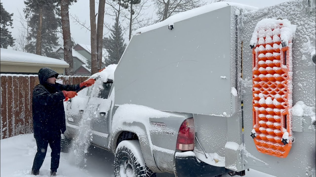 Urban Truck Camping in a Blizzard (heater failed)