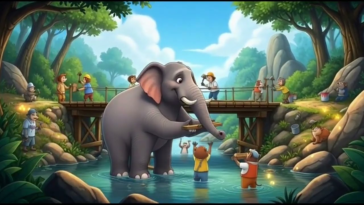 Gajju Haathi aur Toota Hua Pul | Kids Moral Story in Hindi | Teamwork & Kindness Story