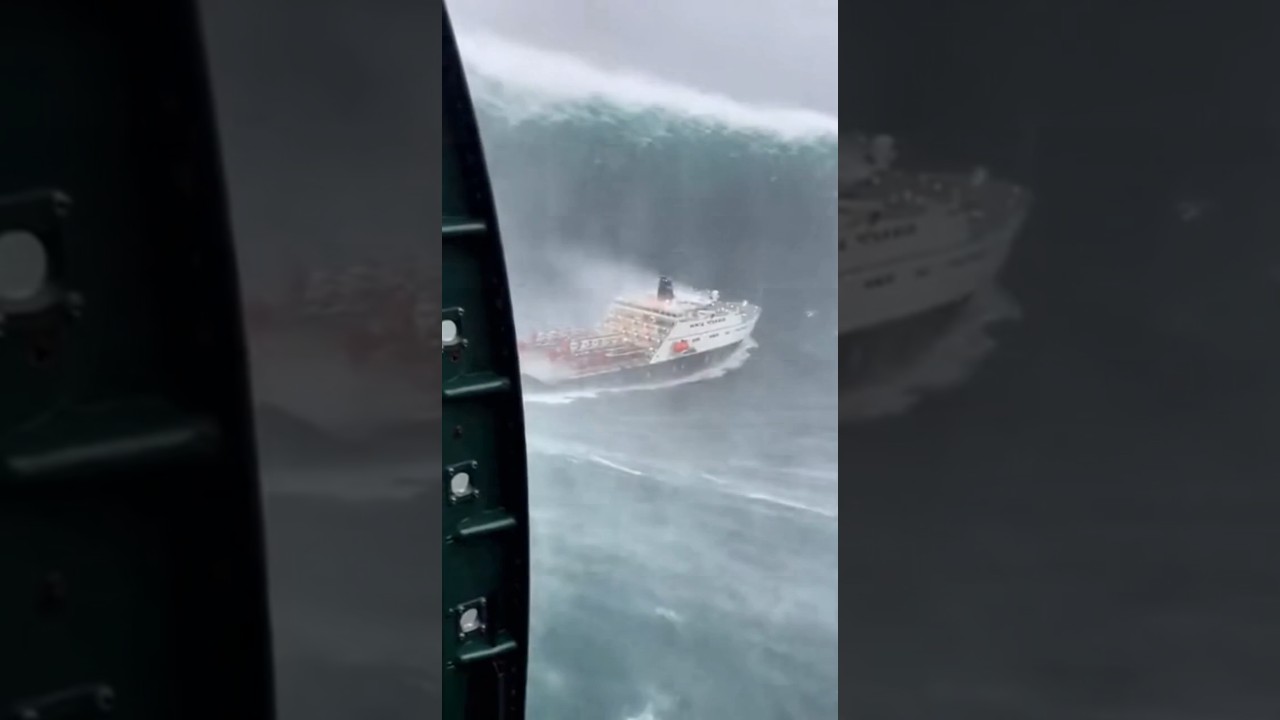The Moment the Wave Swallows the Entire Ship #ocean #disaster #shorts