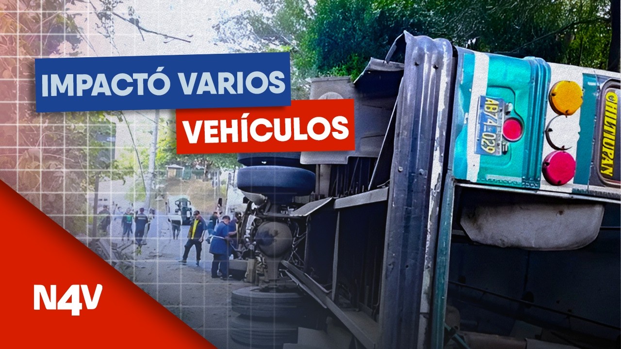 Bus impactó con varios vehículos en Comasagua | Noticias 4 Visión | El Salvador