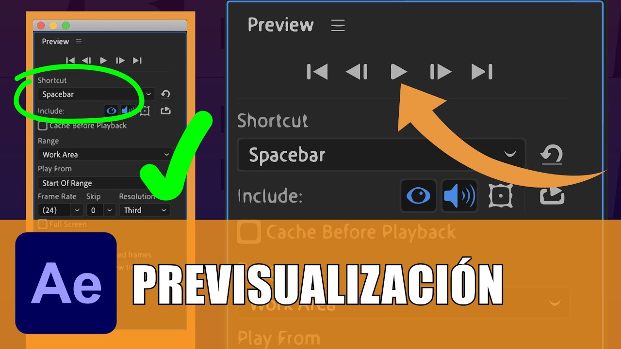 Todo sobre la opción de PREVISUALIZACIÓN en After Effects