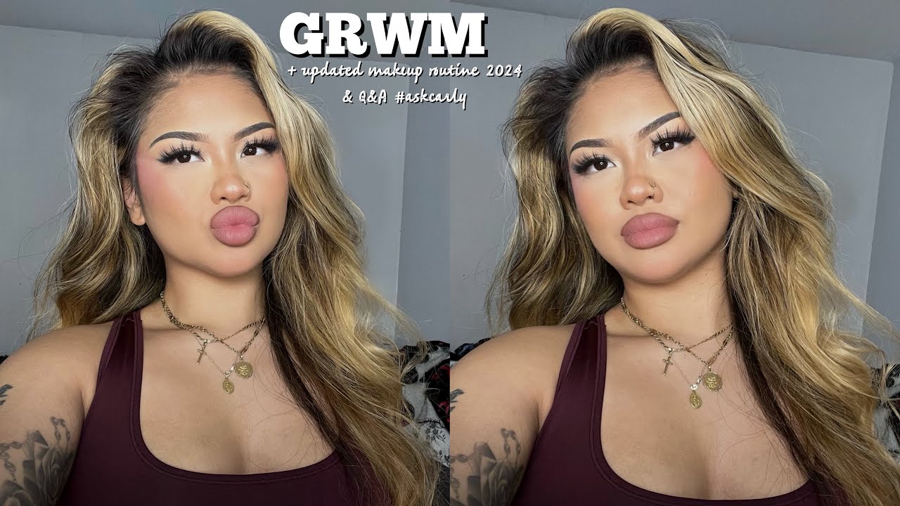 grwm updated 2024 makeup routine + Q&A #askcarly ( dating , travelling , going blonde etc )