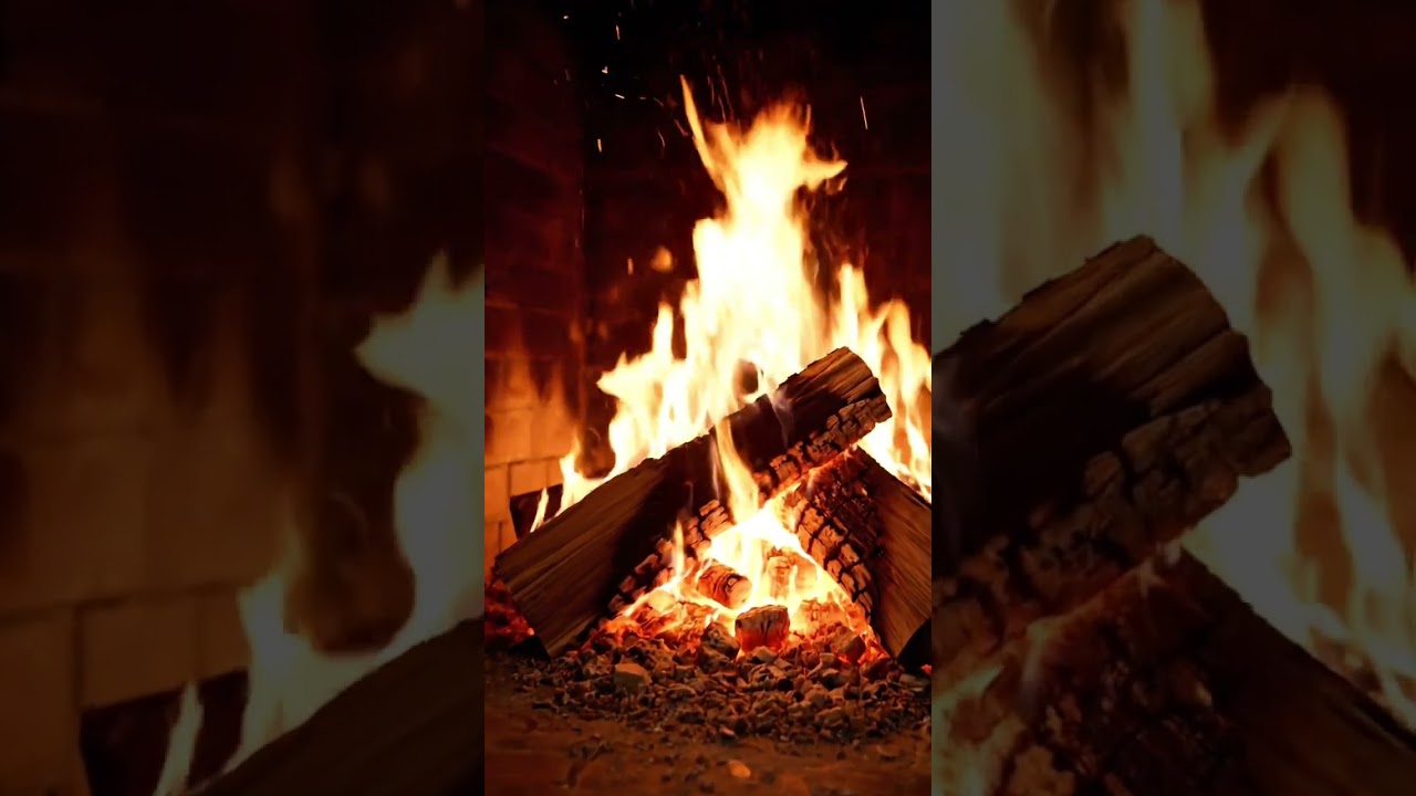 Música relajante y fire place.