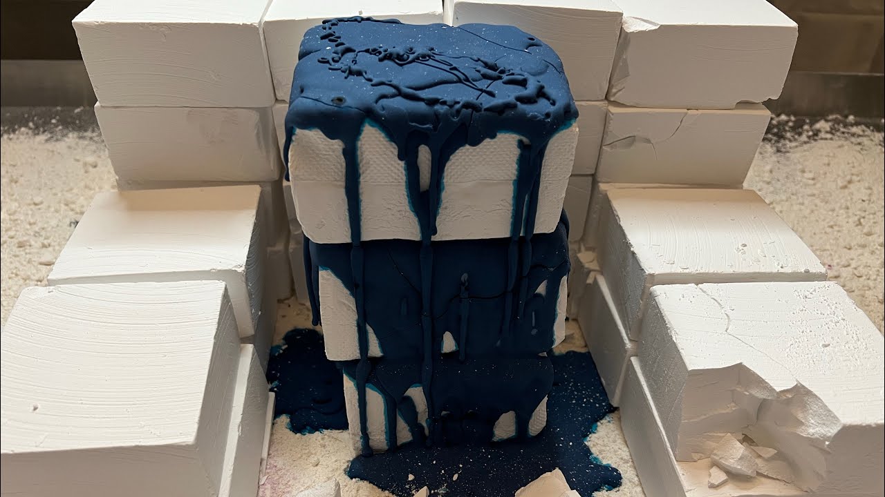 Navy Blue Cornstarch Paste Stack | Jumbos & Fresh Chalk | Oddly Satisfying | ASMR | Sleep Aid 