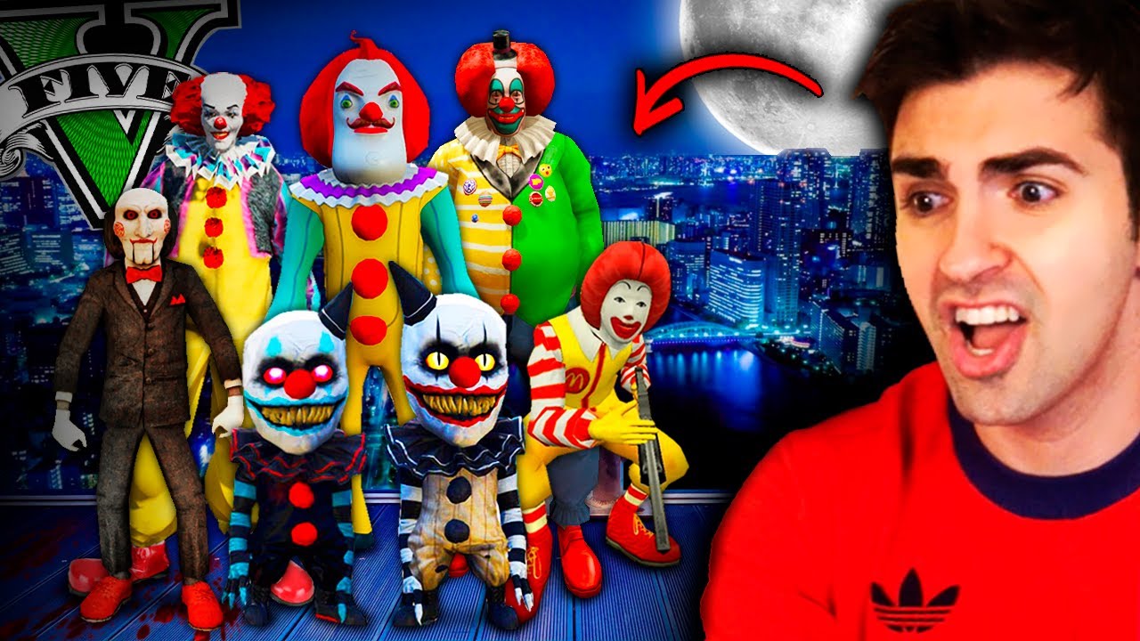 *ME ENFRENTO con TODOS LOS PAYASOS ASESINOS* WTF !! 😈🤡😱 (GTA 5 Mods)