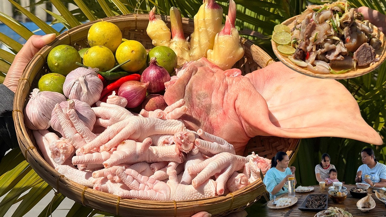 ជ្រក់ជើងមាន់ និងជ្រក់ត្រចៀកជ្រូកស្រួយៗញុំាជាមួយបាយឆ្ងាញ់ណាស់ l Homemade Pickled Chicken Feet Pig Ear