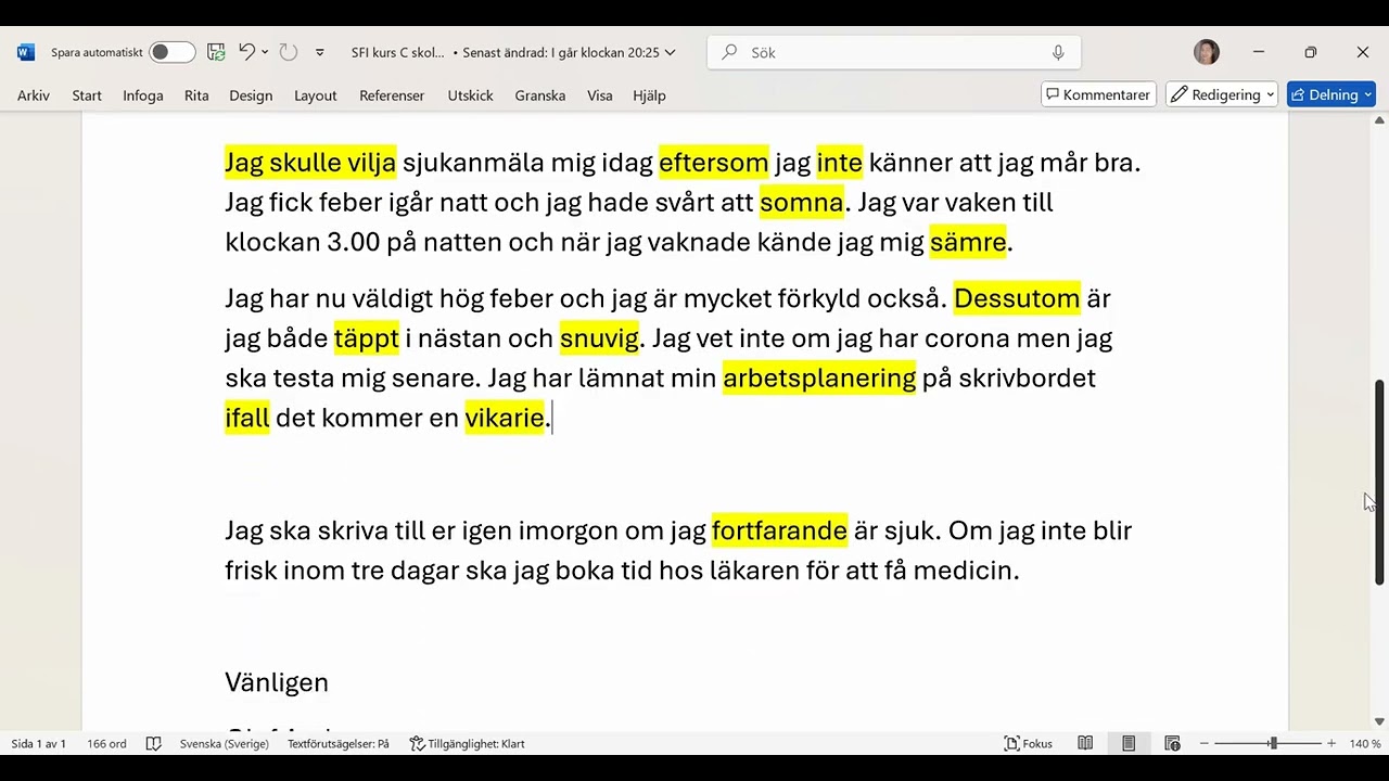 SFI kurs C: Skriv ett formellt brev