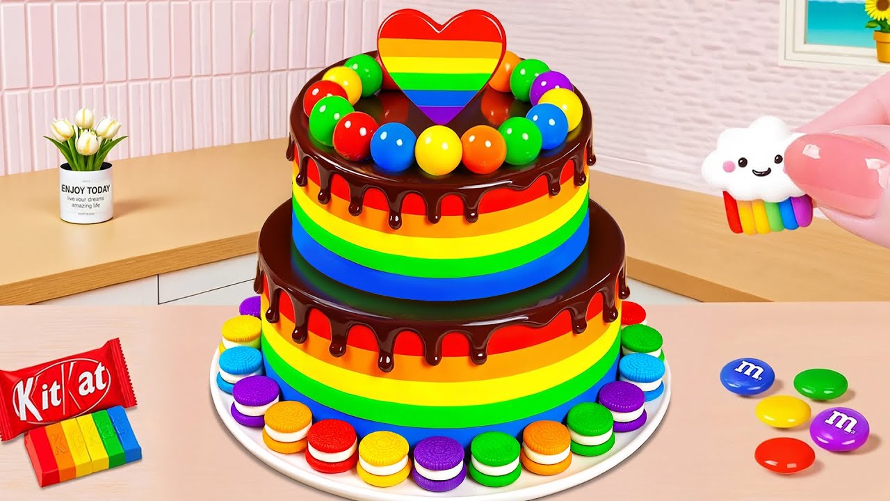 Magical Rainbow Chocolate Drip Cake ✨🌈 Creative Cake Design | Mini Sweet Taste