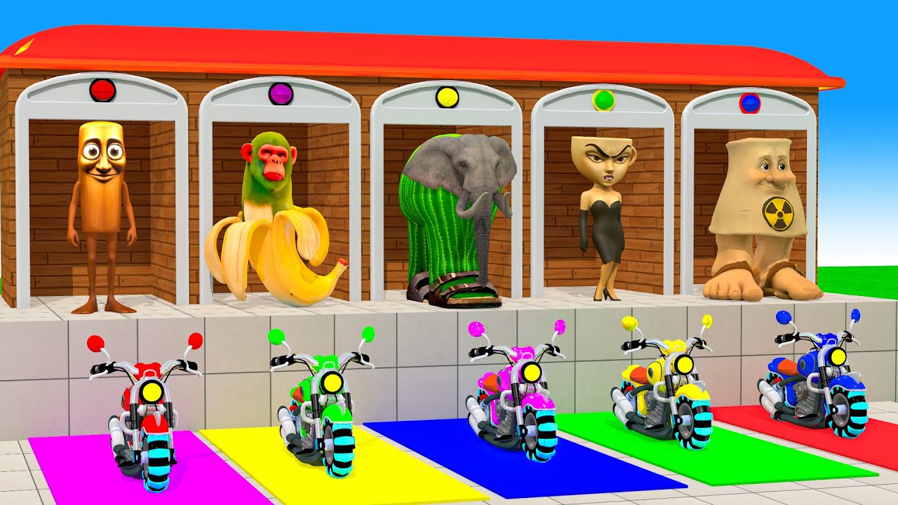 Long Slide Game with Cow Elephant Gorilla Hippopotamus Tiger 3d Animal Game Funny 3d Animals