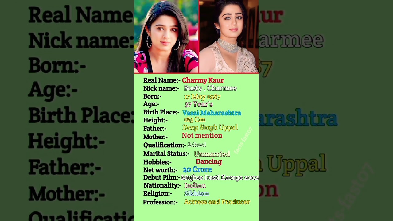 Beutiful Actress Charmy Kaur Biography #biography #charmykaur #shortvideo
